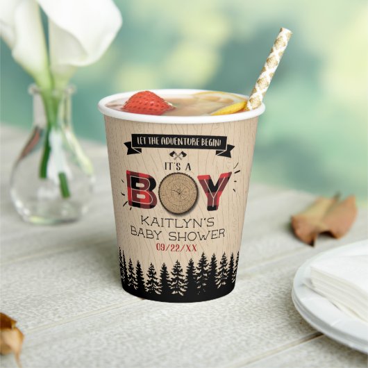 Baby shower "Rustic Forest Pset Lumberjack Boys" Papieren Bekers (Insitu)