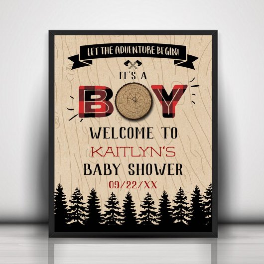 Baby shower "Rustic Forest Pset Lumberjack Boys" Poster