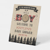 Baby shower "Rustic Forest Pset Lumberjack Boys" Reclamebord Met Voetstuk (Voorkant)
