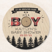 Baby shower "Rustic Forest Pset Lumberjack Boys" Ronde Kartonnen Onderzetter (Voorkant)