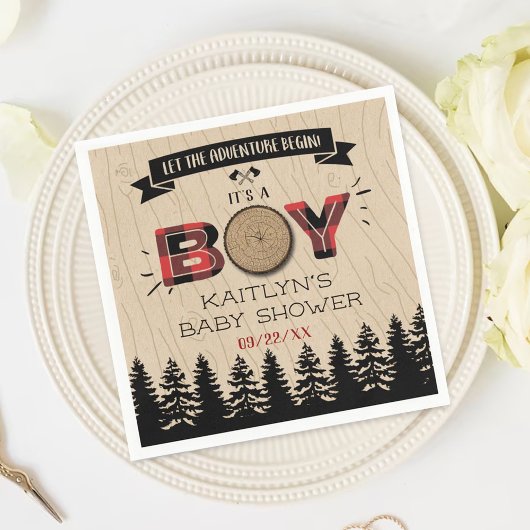 Baby shower "Rustic Forest Pset Lumberjack Boys" Servet