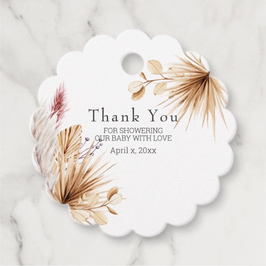 Baby shower Rustic Gedroogde Pampas Grass Bedankjes Labels (Voorkant)