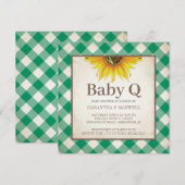 Baby shower Rustic Gingham Checker Kaart (Voorkant / Achterkant)