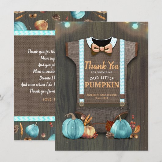 Baby shower Rustic Herfst Pumpkins Cute Bedankt (Voorkant / Achterkant)