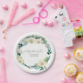 Baby shower Rustic Krans Alabaster Ivoor Rozen Papieren Bordje (Feest)