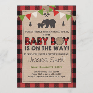 baby shower Rustic Lumberjack Baby boy douche Kaart