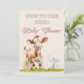Baby shower Rustic Nieuw bij de Herd Schattigee Ui Kaart (Staand voorkant)