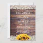 Baby shower "Rustic Sunflower Floral String Lights Kaart (Voorkant)