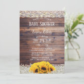 Baby shower "Rustic Sunflower Floral String Lights Kaart (Staand voorkant)