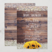 Baby shower "Rustic Sunflower Floral String Lights Kaart (Voorkant / Achterkant)