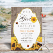 Baby shower Rustic Sunflower Ladybug Country Girl Kaart