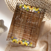Baby shower Rustic Sunflower String Lights Kaart