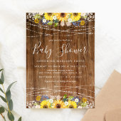 Baby shower Rustic Sunflower String Lights Kaart