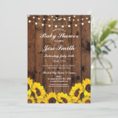 baby shower Rustic Sunflower Wood Party Invite Kaart (Staand voorkant)