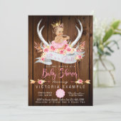 Baby shower Rustic Wood Antler Baby shower Kaart (Staand voorkant)
