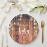 Baby shower Rustic Wood String Lights Papieren Bordje<br><div class="desc">Houd uw thema gaande met deze rustieke houten snaarlampen baby showers papieren borden.</div>