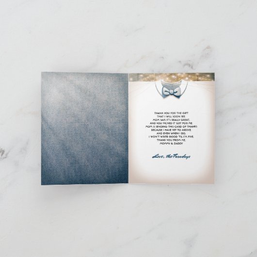 Baby shower rustiek dank u klein Man Bedankkaart (Binnen)