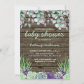 Baby shower Rustiek Hout en Waterverf Succulenten Kaart (Voorkant)