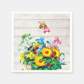 Baby shower rustieke bloemen bijen fopspeen servet (Voorkant)