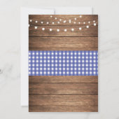 Baby shower Rustieke Burlap Blauw Hout BBQ Uitnodi Kaart (Achterkant)