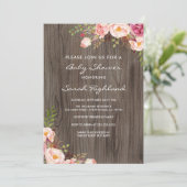 Baby shower Rustige Blush Pink Flowers Kaart (Staand voorkant)