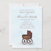 Baby shower Rustige Waterverf Boy Blue Carriage Kaart (Voorkant)