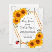 Baby shower rustige zonnebloemen ladybug-uitnodigi briefkaart (Voorkant / Achterkant)