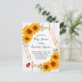 Baby shower rustige zonnebloemen ladybug-uitnodigi briefkaart (Staand voorkant)