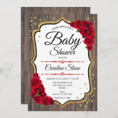 Baby shower - Rustisch hout - Rood goud Kaart (Voorkant / Achterkant)