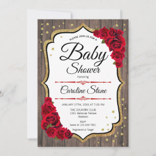 Baby shower - Rustisch hout - Rood goud Kaart