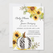 Baby shower Rustische zonnebloem Zebra Pumpkin Kaart (Voorkant)
