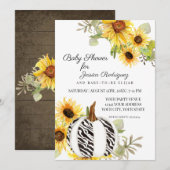 Baby shower Rustische zonnebloem Zebra Pumpkin Kaart (Voorkant / Achterkant)