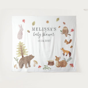 Baby Shower Rustoord Bos Dierentuin Knuffige Diere Wandkleed