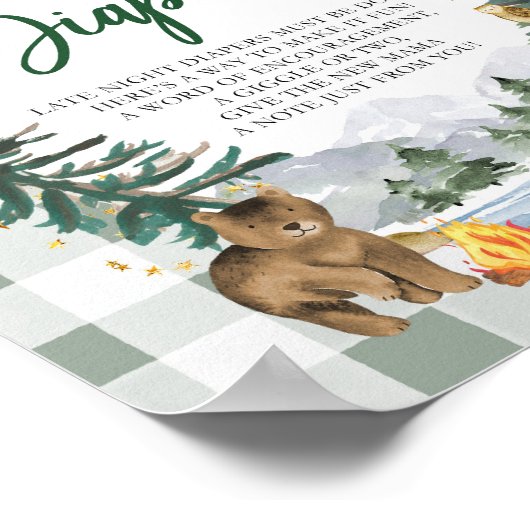 Baby shower 's Nachts-diapers Poster (Hoek)