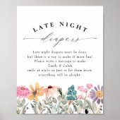 Baby shower 's nachts van wilde bloemen poster (Voorkant)