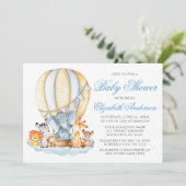 Baby shower Safari Animals Air Ballon Clouds Kaart (Staand voorkant)