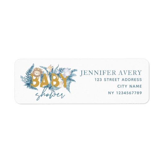 Baby shower Safari Animals Return Address Etiket (Voorkant)