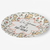 Baby shower Safari Dier met Bloemen Papieren Bordje (Gekanteld)