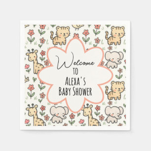 Baby shower Safari Dier met Bloemen Servet