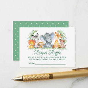 Baby Shower Safari Dieren Tombola Ticket Stippen Informatiekaartje