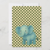 Baby Shower Safari Editable Chess pattern Elefante Kaart (Achterkant)