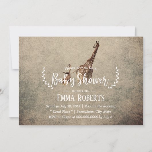 Baby shower  Safari Giraffe Kaart (Voorkant)