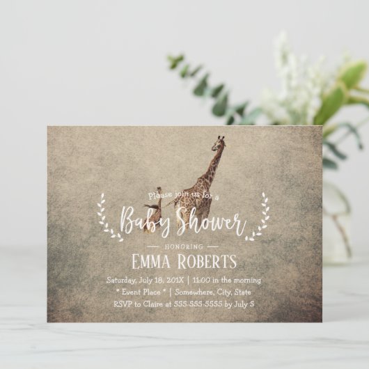 Baby shower  Safari Giraffe Kaart (Staand voorkant)