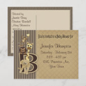Baby shower Safari in Bruins Uitnodiging Briefkaart (Voorkant / Achterkant)