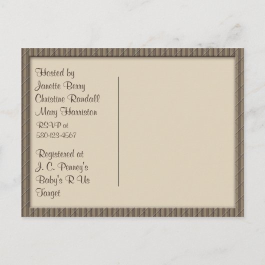 Baby shower Safari in Bruins Uitnodiging Briefkaart (Achterkant)