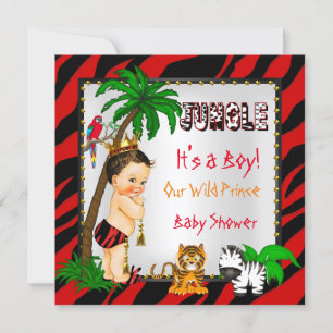 Baby Shower Safari Jungle Wild Prins Rood Bruin Kaart