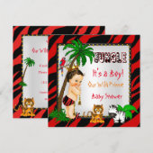 Baby shower Safari Oerwoud Wilde Prins Red Brunett Kaart (Voorkant / Achterkant)