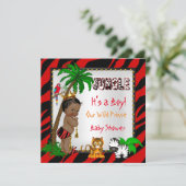 Baby shower Safari Oerwoud Wilde Prins Rode Etnici Kaart (Staand voorkant)