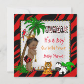Baby shower Safari Oerwoud Wilde Prins Rode Etnici Kaart (Voorkant)