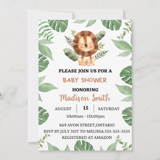 Baby shower safari save the date (Voorkant)